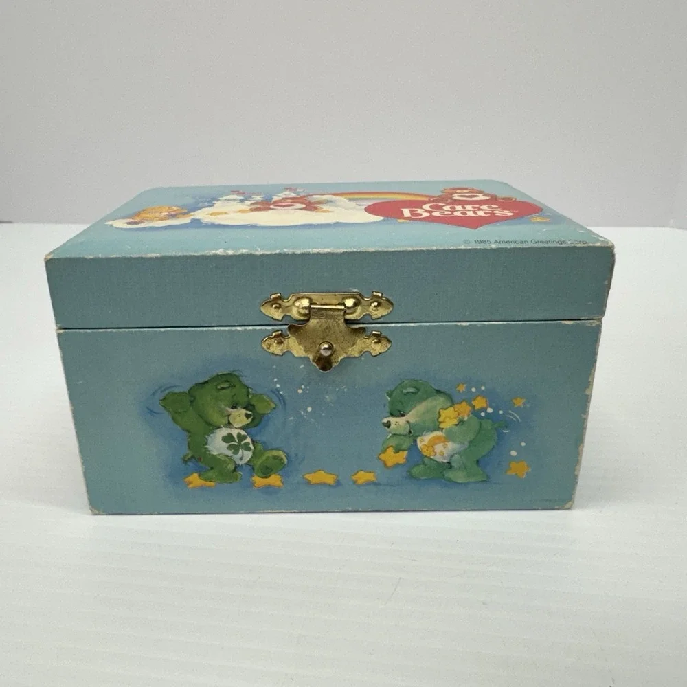 Vintage 1980s Care Bears Musical Jewelry Box Rainbow Heart Mirror RARE HTF WORKS